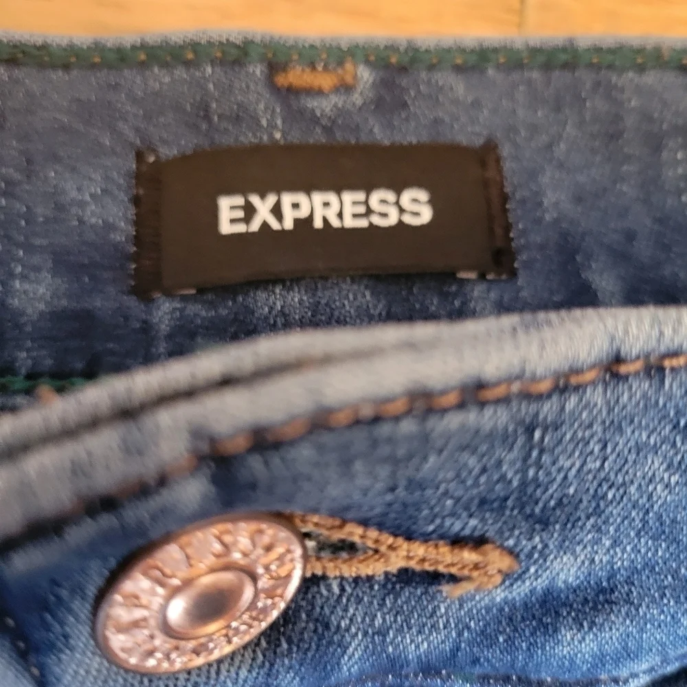 Express High Rise‎ Distressed Flare Denim Jeans Size 10 Regular